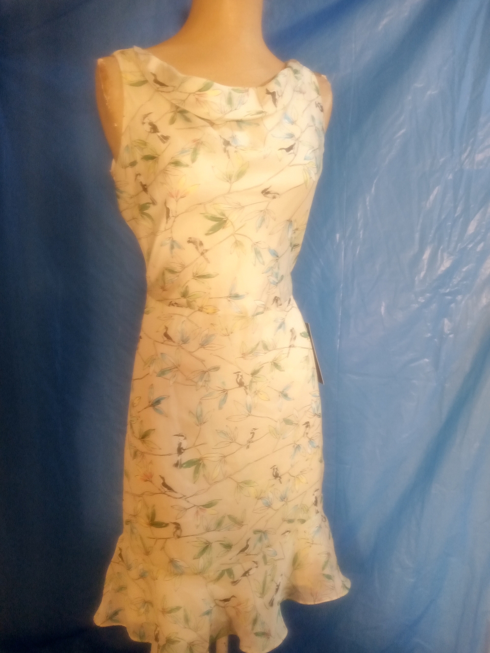 The Limited Cream Floral Sleeveless Shift Dress with Ruffle Hem